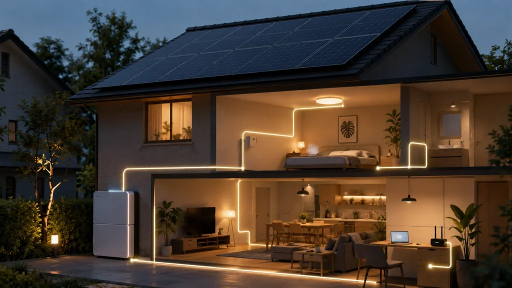 太陽光発電と蓄電池を活用した住宅のDC給電イメージ